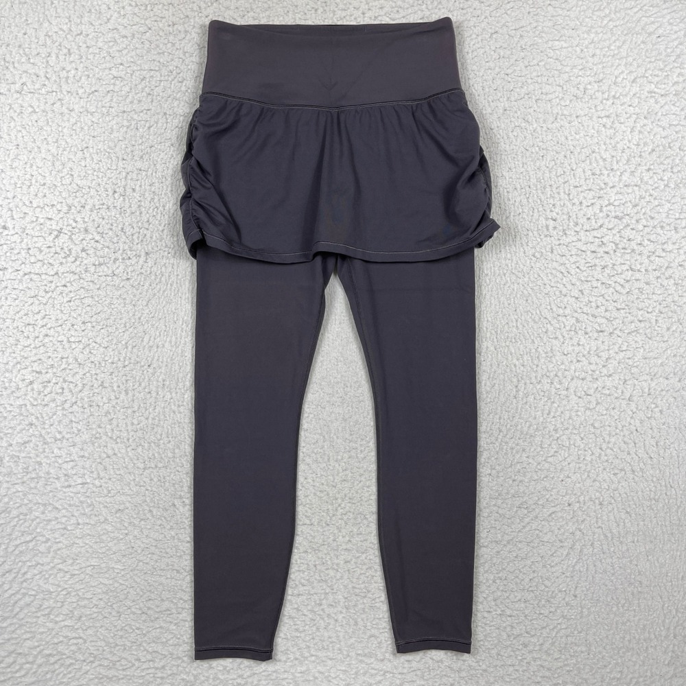 Athleta Leggings Womens S Gray Elation 2 In 1 Skirted Ruched Yoga Athleisure